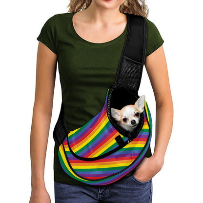 Rainbow Stripe Print Pet Sling Carrier