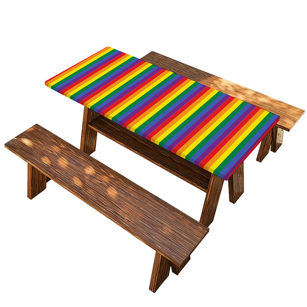 Rainbow Stripe Print Picnic Table Cover