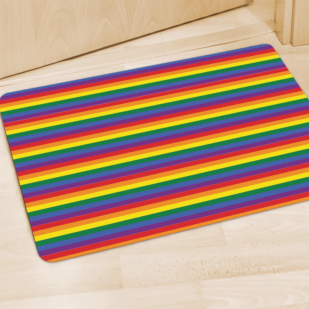 Rainbow Stripe Print Polyester Doormat