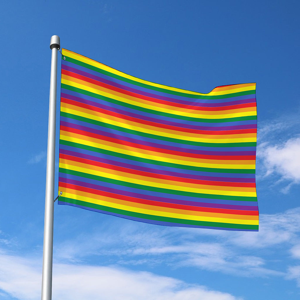 Rainbow Stripe Print Polyester Flag