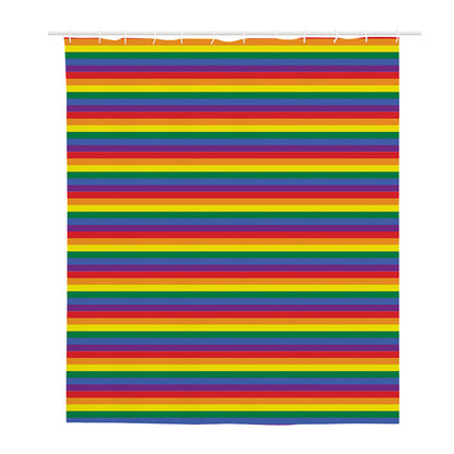 Rainbow Stripe Print Polyester Shower Curtain