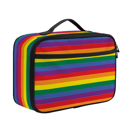 Rainbow Stripe Print Portable Lunch Bag