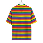 Rainbow Stripe Print Rayon Hawaiian Shirt