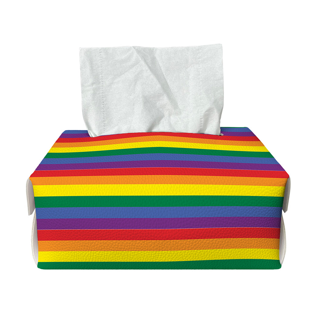 Rainbow Stripe Print Rectangle Tissue Box Cover