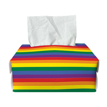 Rainbow Stripe Print Rectangle Tissue Box Cover
