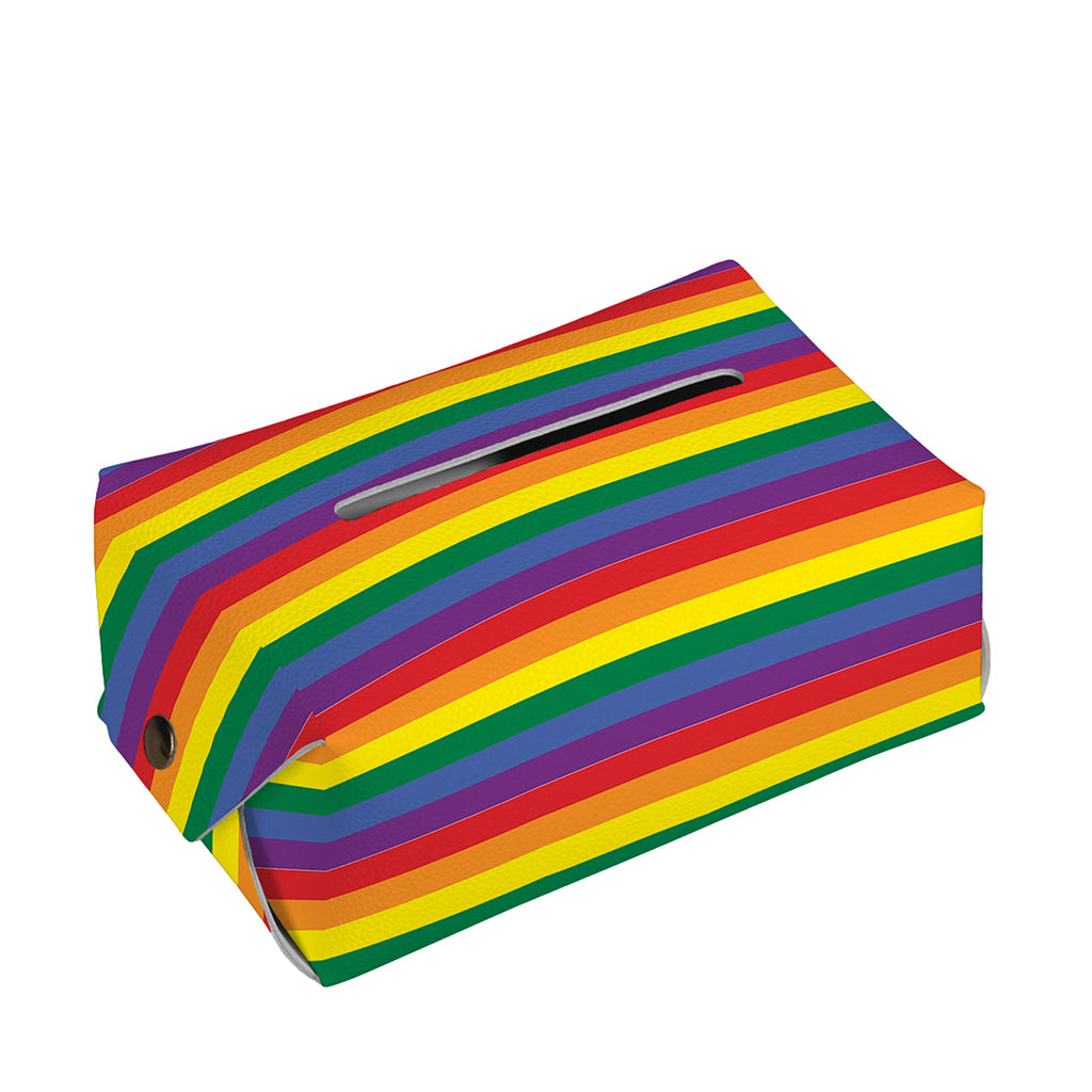 Rainbow Stripe Print Rectangle Tissue Box Cover