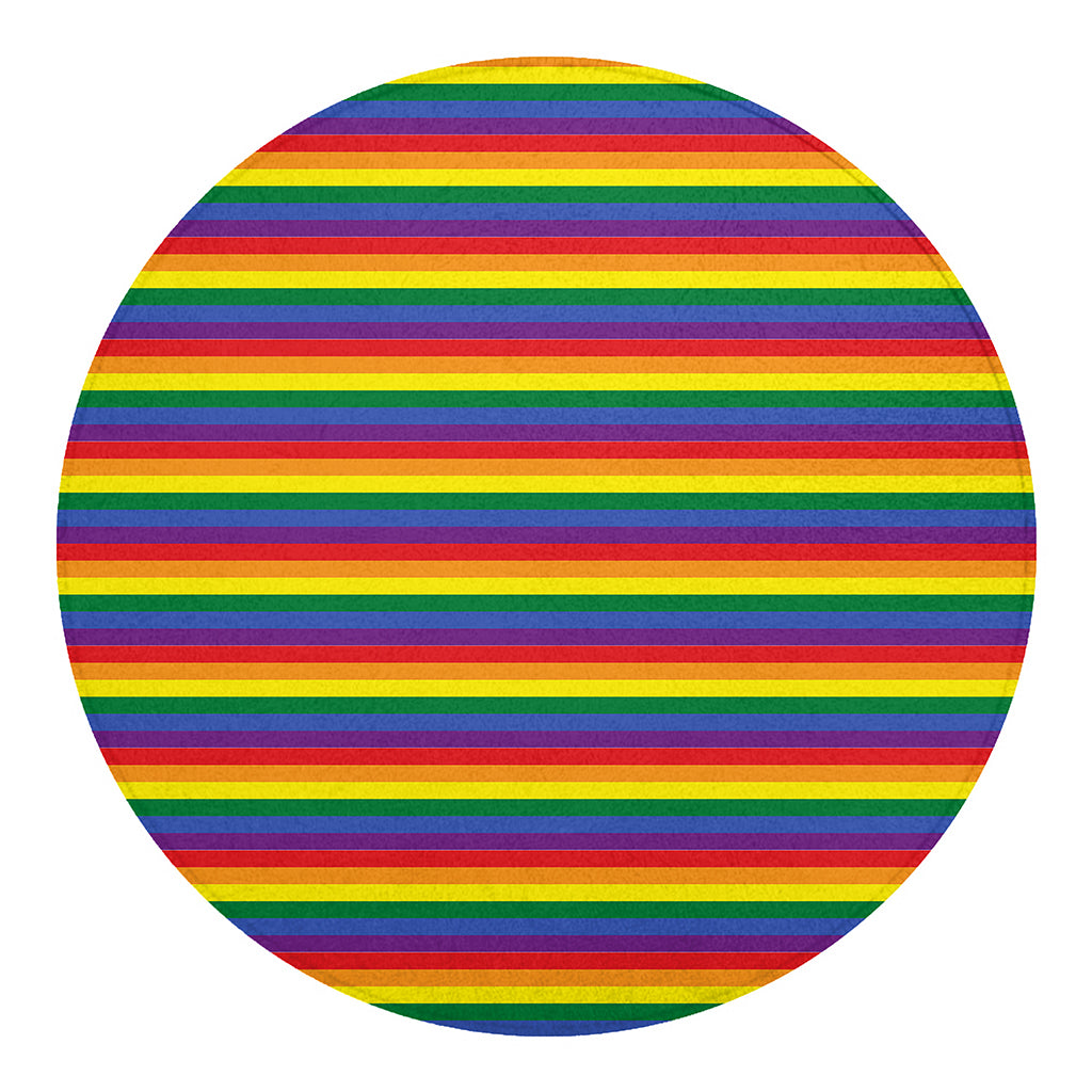 Rainbow Stripe Print Round Blanket