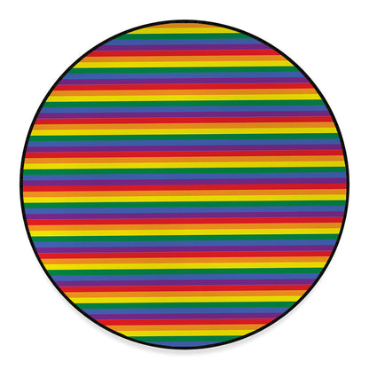 Rainbow Stripe Print Round Floor Mat