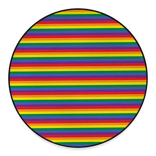 Rainbow Stripe Print Round Floor Mat