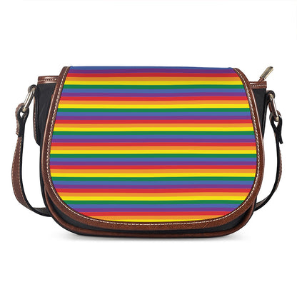 Rainbow Stripe Print Saddle Bag