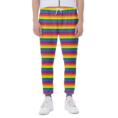 Rainbow Stripe Print Scuba Joggers