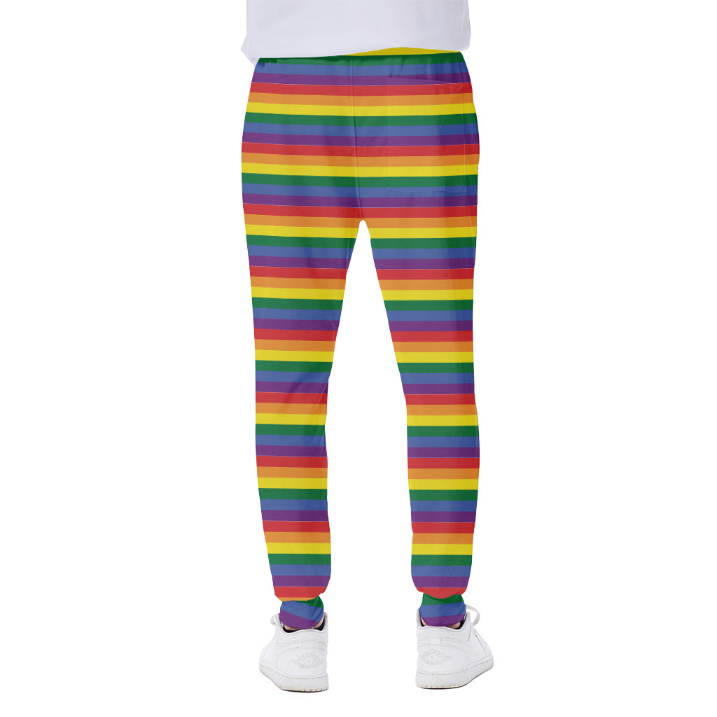 Rainbow Stripe Print Scuba Joggers