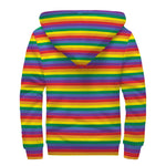 Rainbow Stripe Print Sherpa Lined Zip Up Hoodie