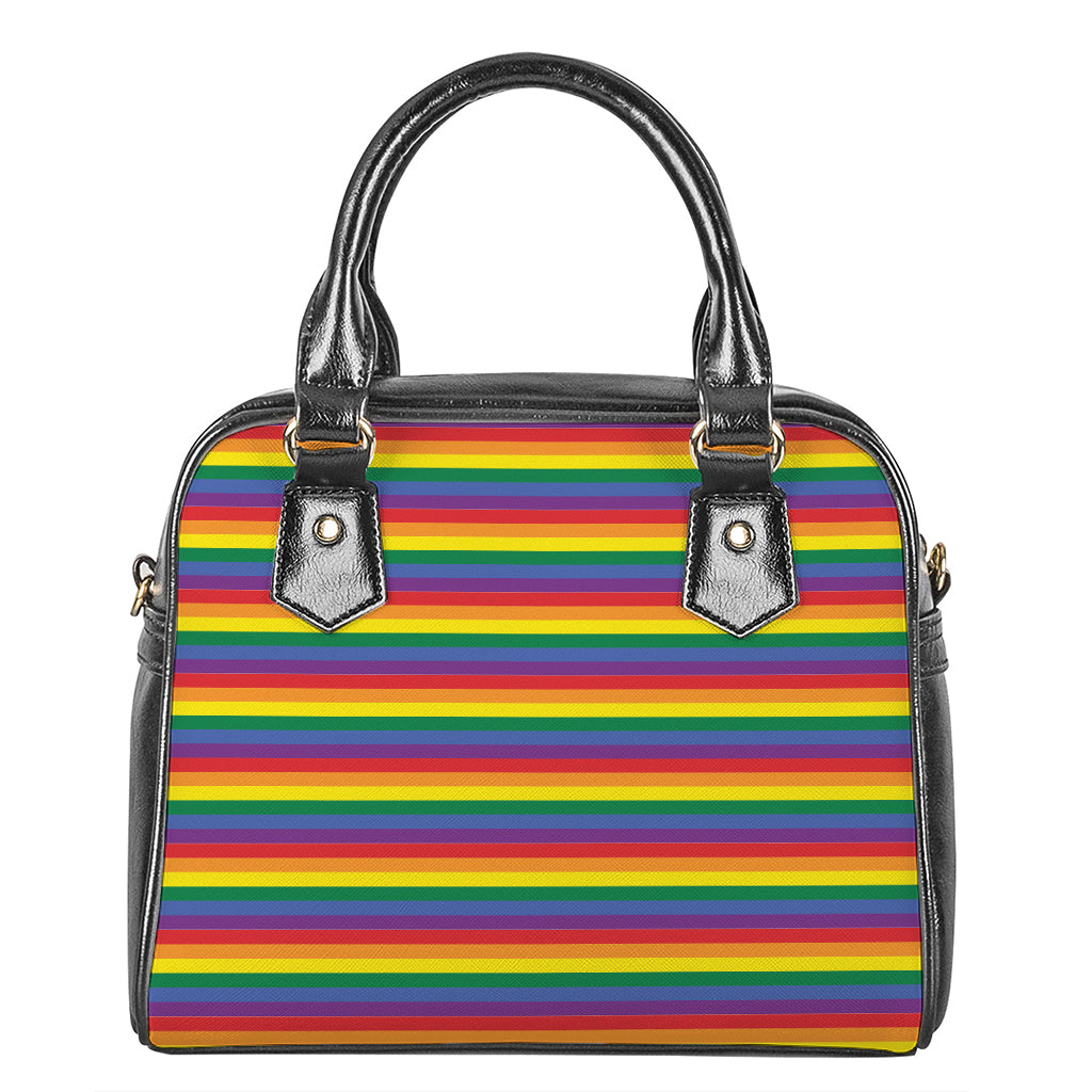 Rainbow Stripe Print Shoulder Handbag