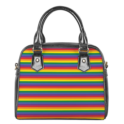 Rainbow Stripe Print Shoulder Handbag