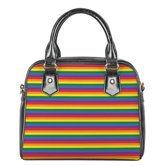 Rainbow Stripe Print Shoulder Handbag