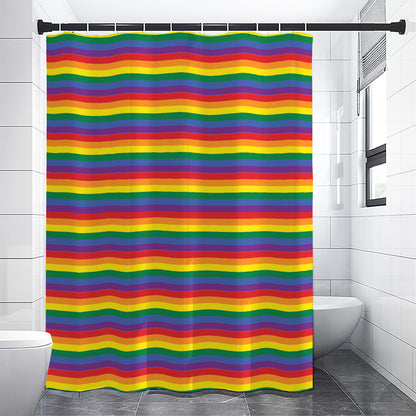 Rainbow Stripe Print Shower Curtain