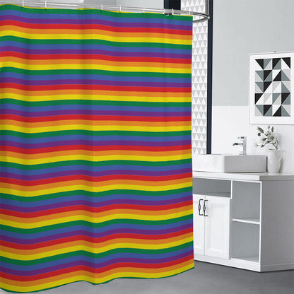 Rainbow Stripe Print Shower Curtain