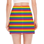 Rainbow Stripe Print Side Slit Mini Skirt