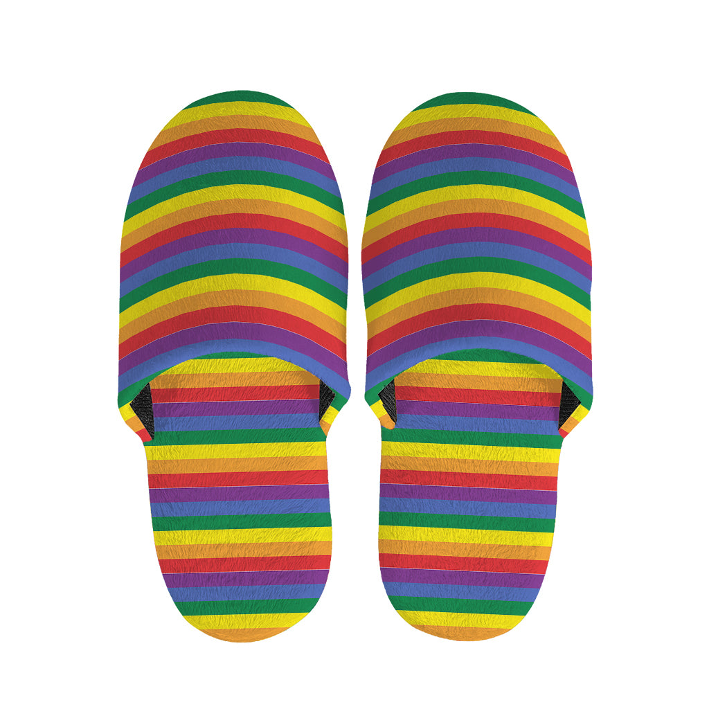 Rainbow Stripe Print Slippers