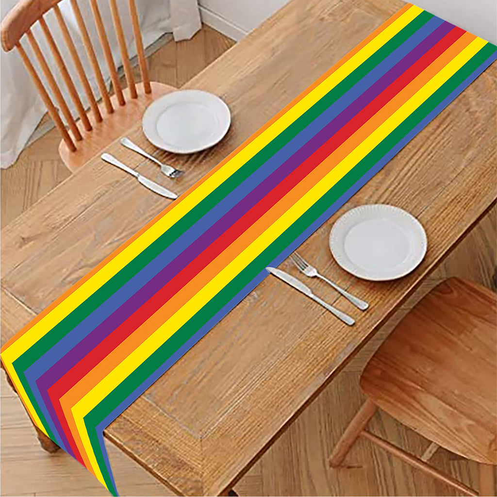 Rainbow Stripe Print Table Runner