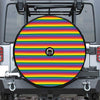 Rainbow Stripe Print Tire Cover With Camera Hole