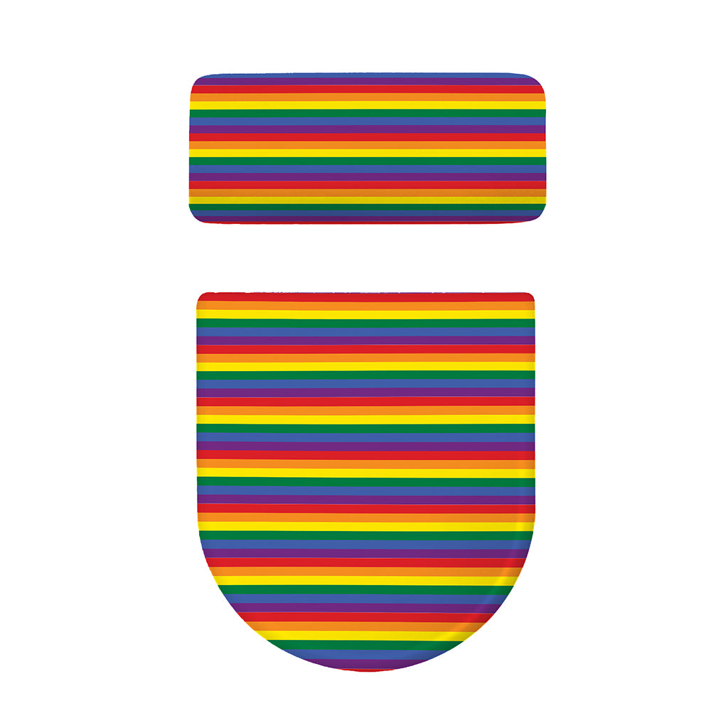 Rainbow Stripe Print Toilet Lid And Tank Cover Set
