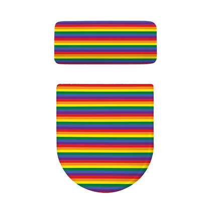 Rainbow Stripe Print Toilet Lid And Tank Cover Set