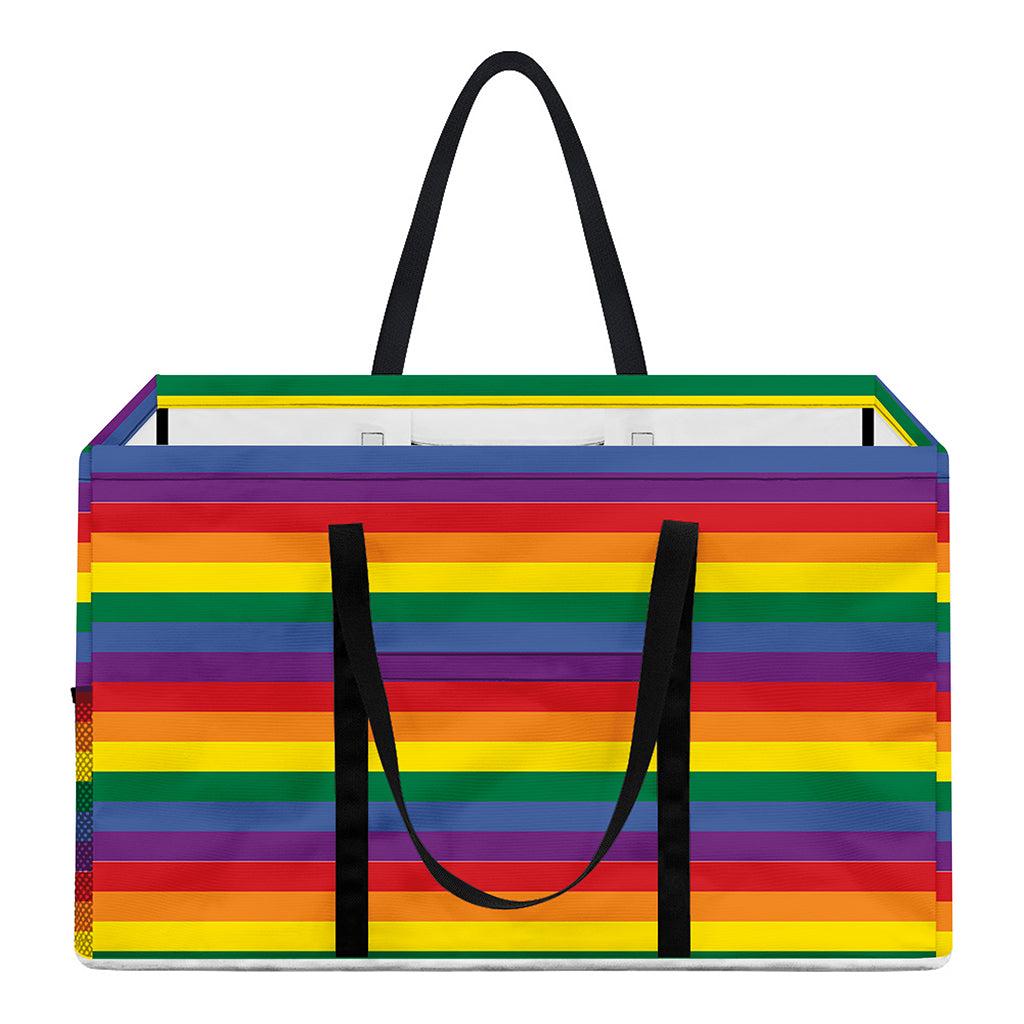 Rainbow Stripe Print Utility Tote Bag