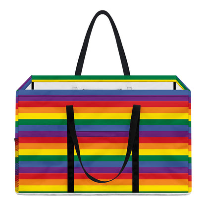 Rainbow Stripe Print Utility Tote Bag