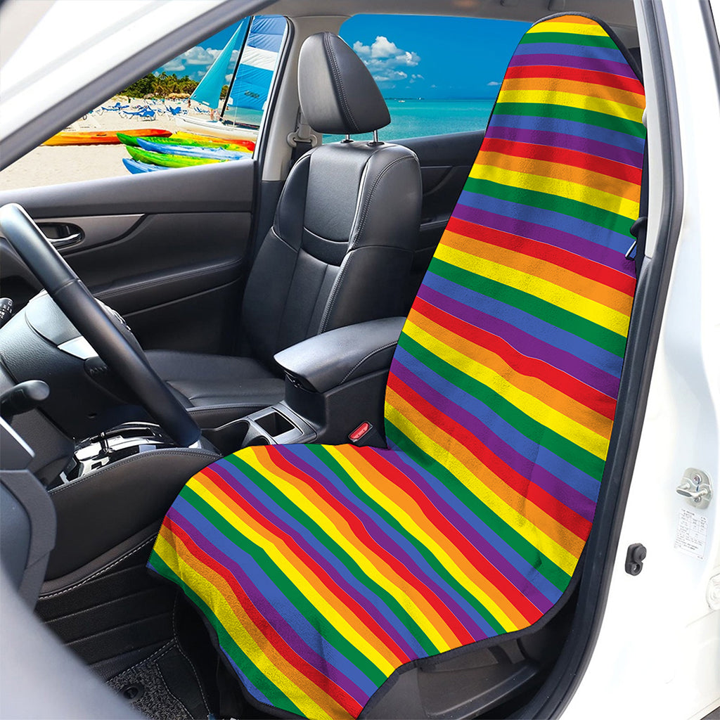 Rainbow Stripe Print Waterproof Car Seat Cover