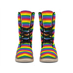 Rainbow Stripe Print Winter Boots