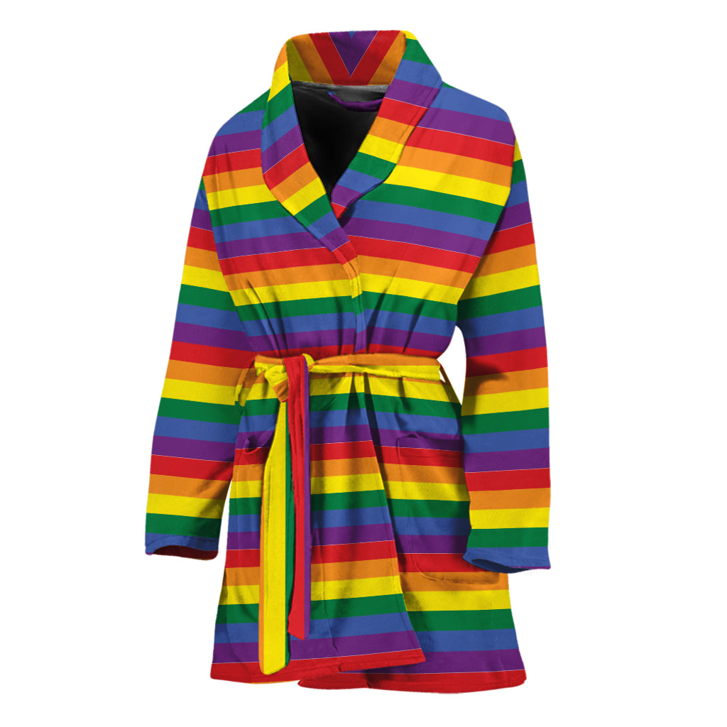Rainbow Stripe Print Women's Bathrobe