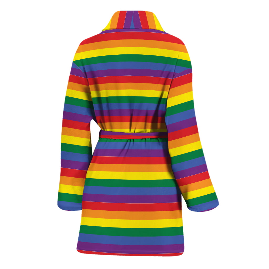 Rainbow Stripe Print Women's Bathrobe