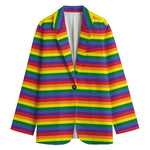 Rainbow Stripe Print Women's Blazer