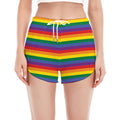 Rainbow Stripe Print Women's Split Running Shorts