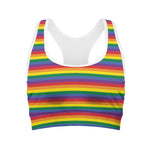 Rainbow Stripe Print Women's Sports Bra