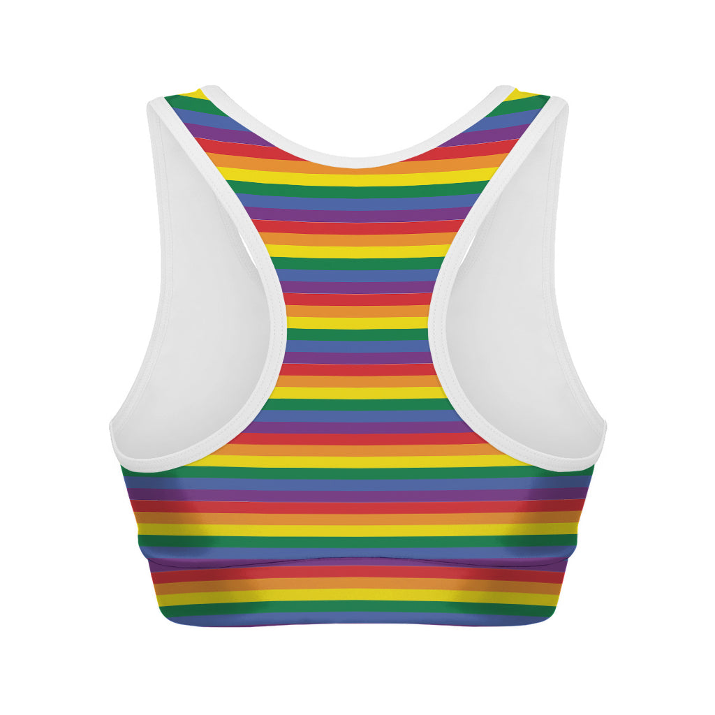 Rainbow Stripe Print Women's Sports Bra