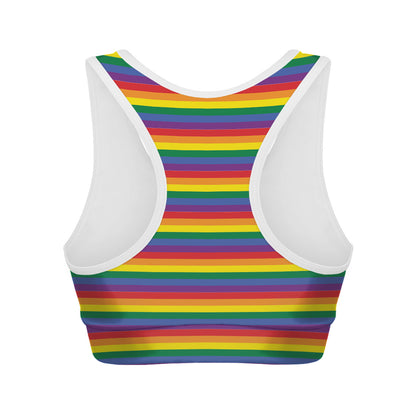 Rainbow Stripe Print Women's Sports Bra