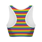 Rainbow Stripe Print Women's Sports Bra
