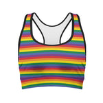 Rainbow Stripe Print Women's Sports Bra