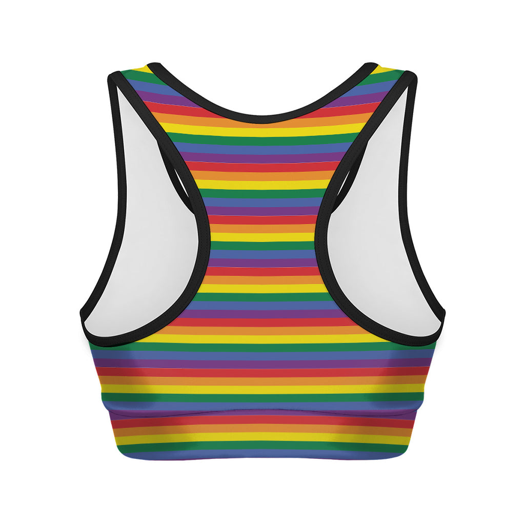 Rainbow Stripe Print Women's Sports Bra