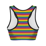 Rainbow Stripe Print Women's Sports Bra