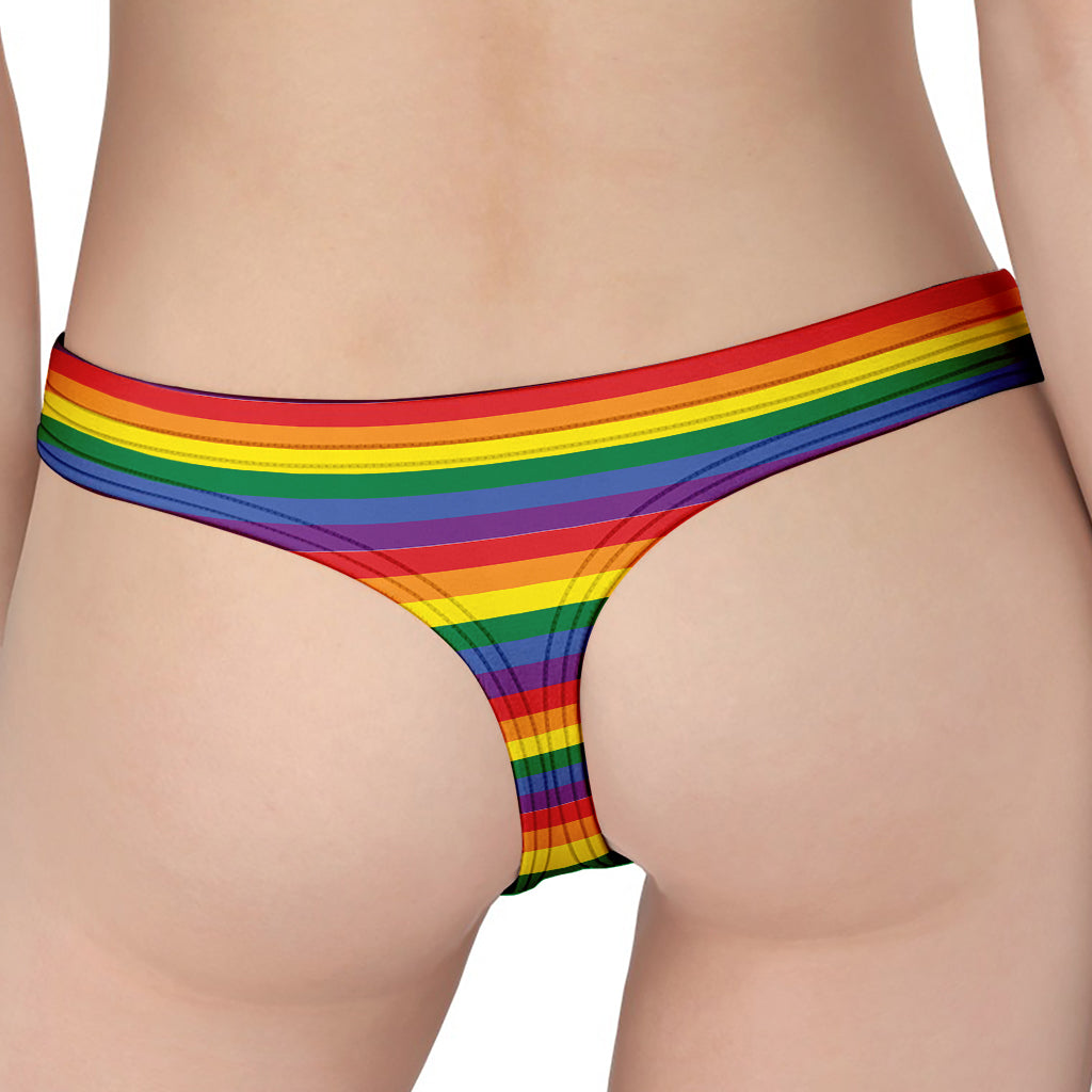 Rainbow Stripe Print Women's Thong