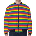 Rainbow Stripe Print Zip Sleeve Bomber Jacket