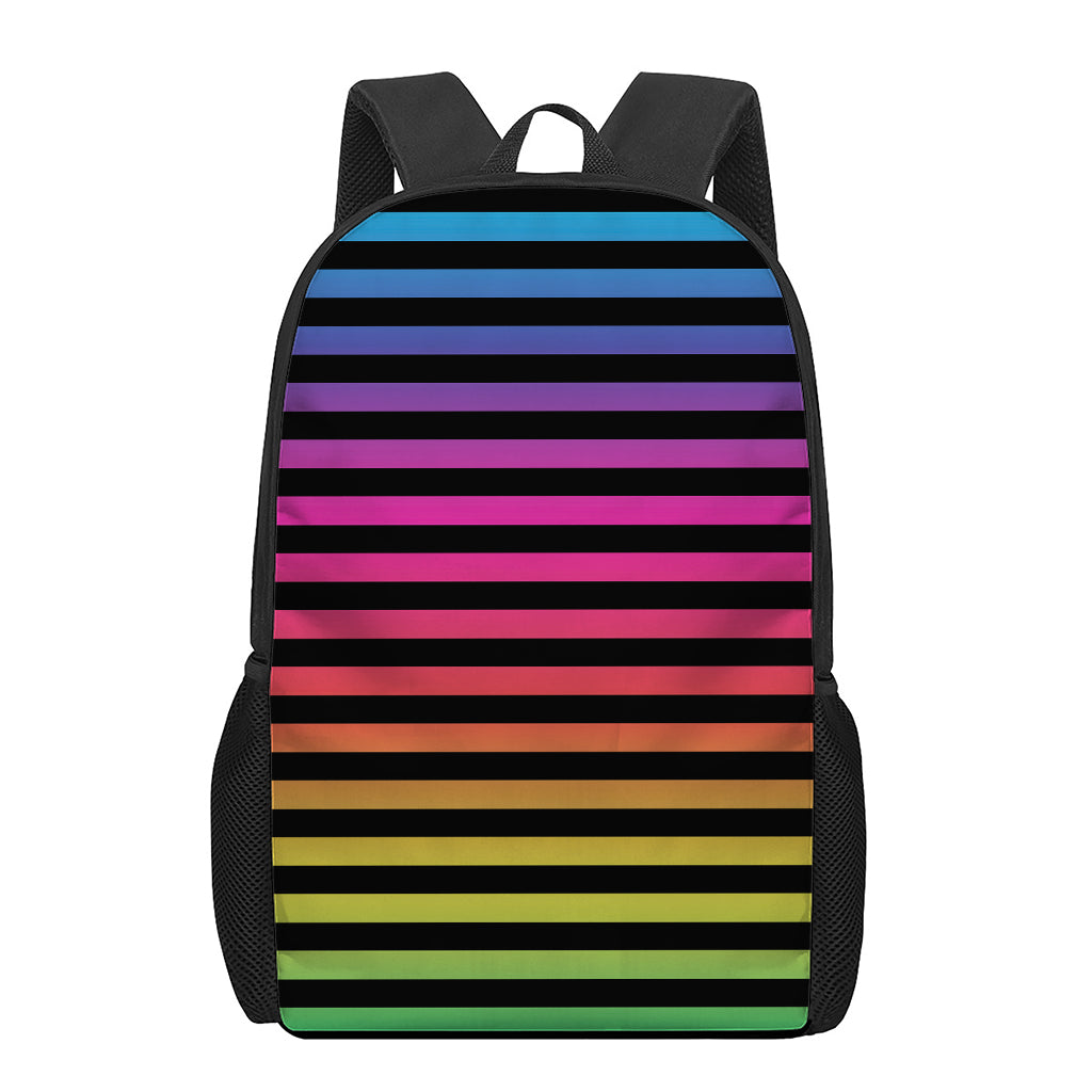 Rainbow Striped Pattern Print 17 Inch Backpack