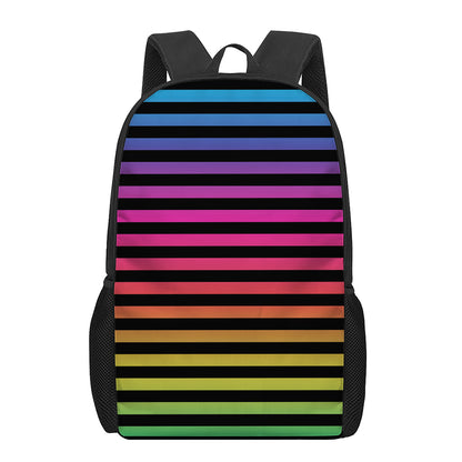 Rainbow Striped Pattern Print 17 Inch Backpack