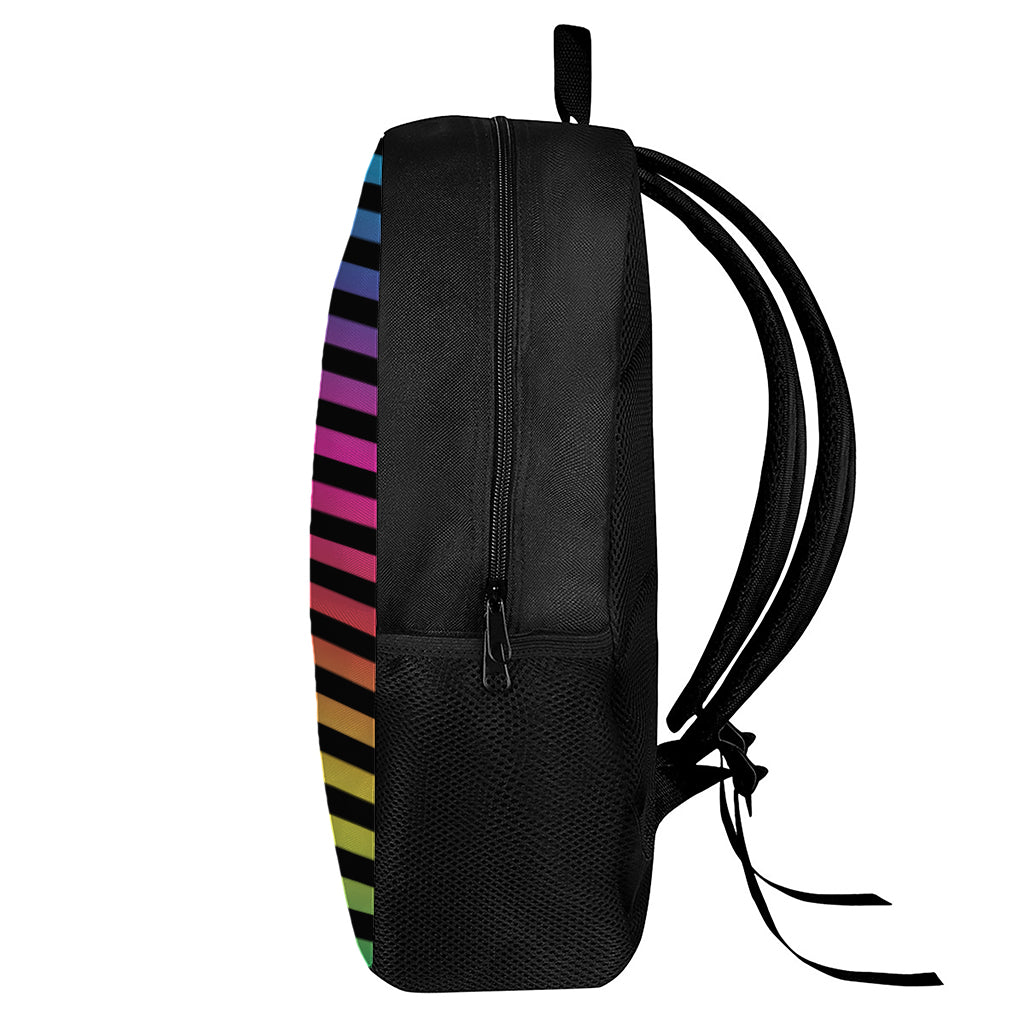 Rainbow Striped Pattern Print 17 Inch Backpack