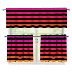 Rainbow Striped Pattern Print 3 Piece Kitchen Curtains