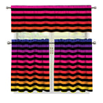Rainbow Striped Pattern Print 3 Piece Kitchen Curtains